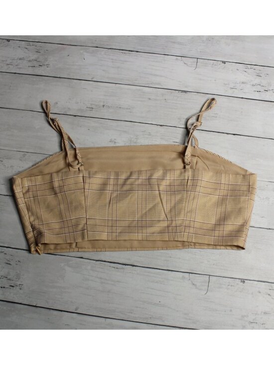 Forever 21 Women's Plaid Crop Top Size L Spaghetti Strap - Picture 4 of 4